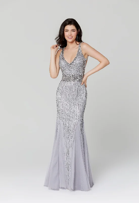 Primavera Couture 3474 Platinum prom dress size 8 sequin mermaid prom dress Pageant Gown Sequin Dress Look