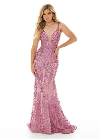 Ashley Lauren 11015 size 10 Rose Sequin Prom Dress Mermaid Sequin Dress Sparkle