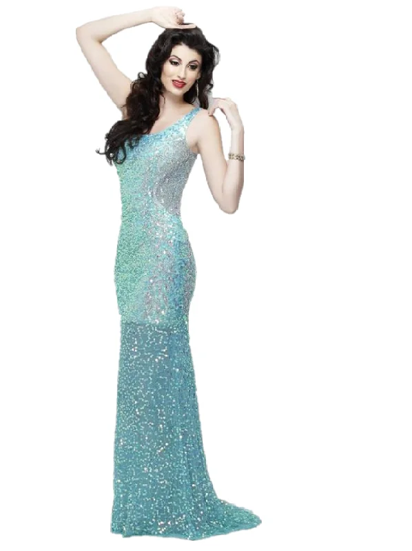 Primavera Couture 9988 Size 2 Long Fitted Sequin One Shoulder Formal Dress Pageant Sequin Dress Long