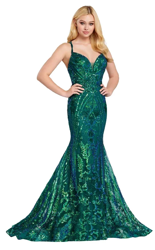 Ellie Wilde EW 120028 Size 8 Long Sequin Mermaid Backless Prom Dress Pageant Shimmer Sequin Dress Vibe