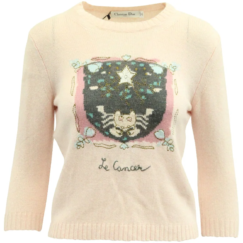 Dior Cancer Zodiac Sweater in Light Pink Cashmere Elegant Blazer Look