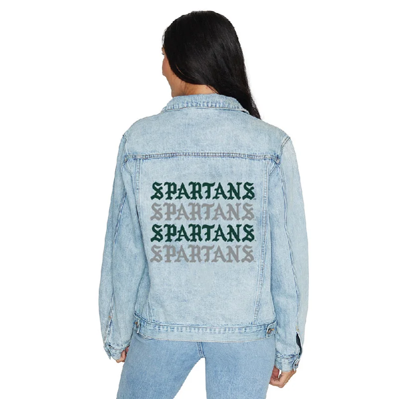 Michigan State Gothic Denim Jacket Women's designer jackets