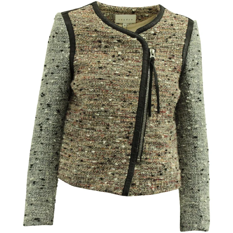 Sandro Paris Tweed Jacket in Multicolor Polyester Blazer Jacket Style