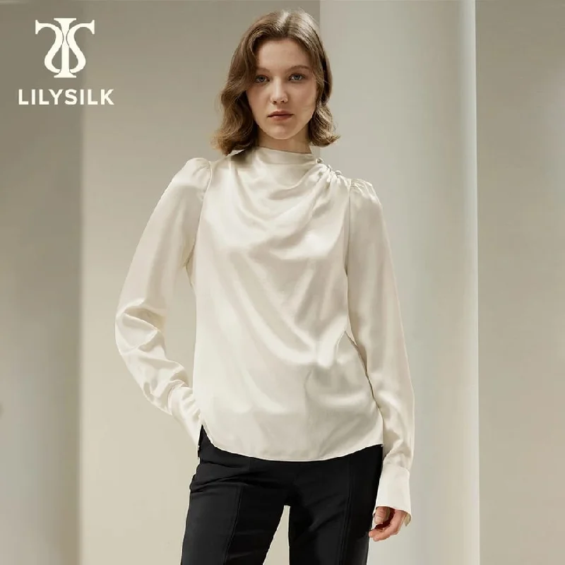 Puff Sleeves Button Neck Design Top XL 113005