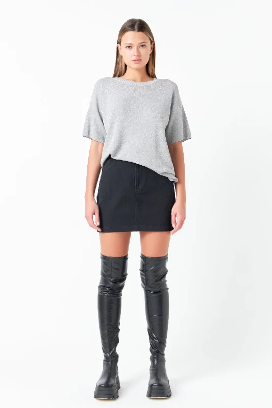 Lurex Short Sleeves Knit Top