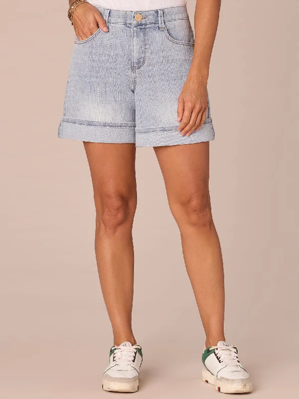 "Ab"solution High Rise Fray Cuff Shorts with Dart Seams