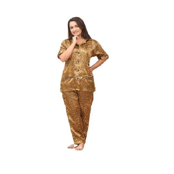 2 Pc Latest Leopard Print Silk Night Suit for women Online In Pakistan Macy’s pajama sets