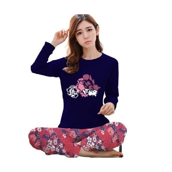 Night Dress for Girl 2 Pc Printed Night dress For Women Warm pajama sets