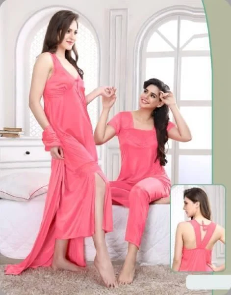 4Pc Indian Bridal Stylish Gown Nighty Set Fall pajama sets