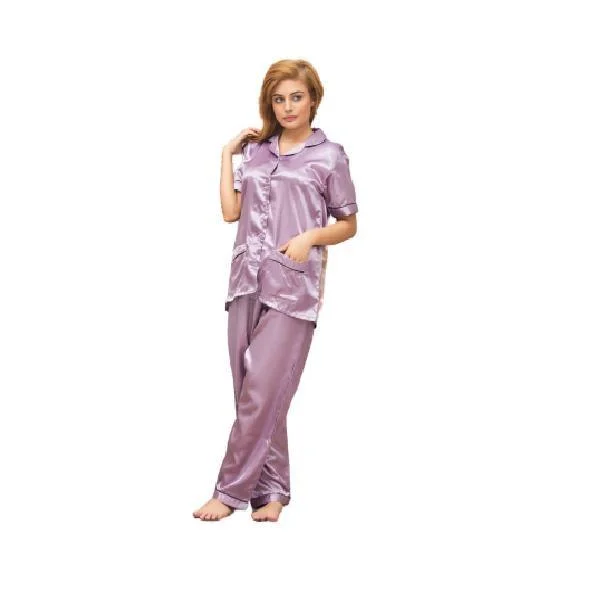 Best Silk Nightwear Pajama & Shirt Set For Ladies | Girls Purple Color Silk Loungewear Forever 21 pajama sets