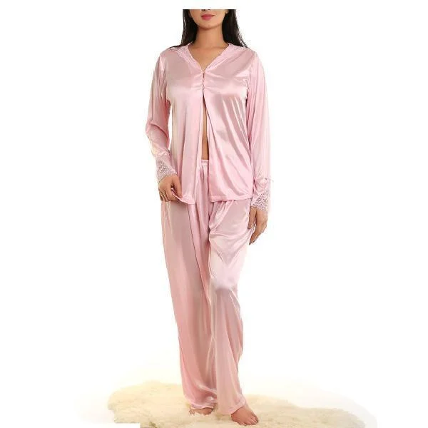 Front Open Top And PJ Set Nightdress For Women Bamboo pajama sets