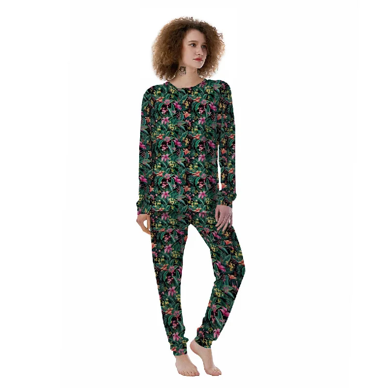 Hibiscus Exotic Tropical Print Pattern Women's Pajamas H&M pajama sets