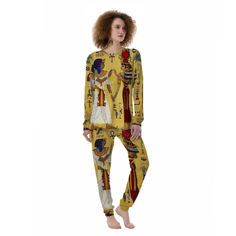 Hieroglyphs And Gods Egyptian Print Women's Pajamas Postpartum pajama sets