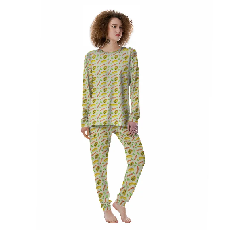 Hot Dog Drawing Print Pattern Women's Pajamas Expensive pajama sets