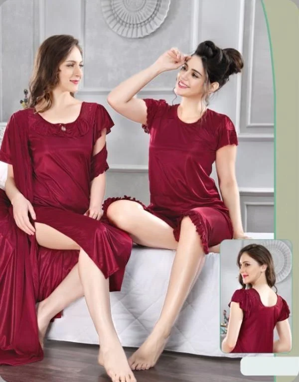 Indian Bridal 4Pc Stylish Gown Nighty Set Minimalist pajama sets