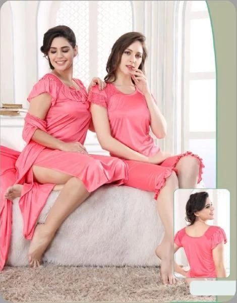 Indian Bridal 4Pc Stylish Gown Nighty Set Thermal pajama sets