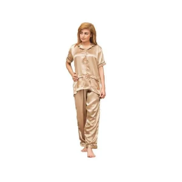 Ladies Silk Nightwear 2 Pc Silk Night Suit For Women Travel pajama sets