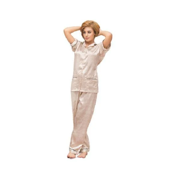 Ladies Skin Color Nightdress Silk Lounge Wear For Women | Latest Style and Fashionable Nightwear Party pajama sets