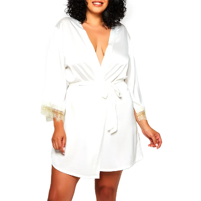 Plus Size Adele Satin Robe with Lace Pajama sets under $50