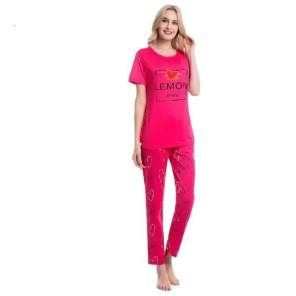 Women Night Suit | 2pc T-shirts With Printed Trouser | Winter Night Suit | Girls Cotton Sleepwear Movie night pajama sets