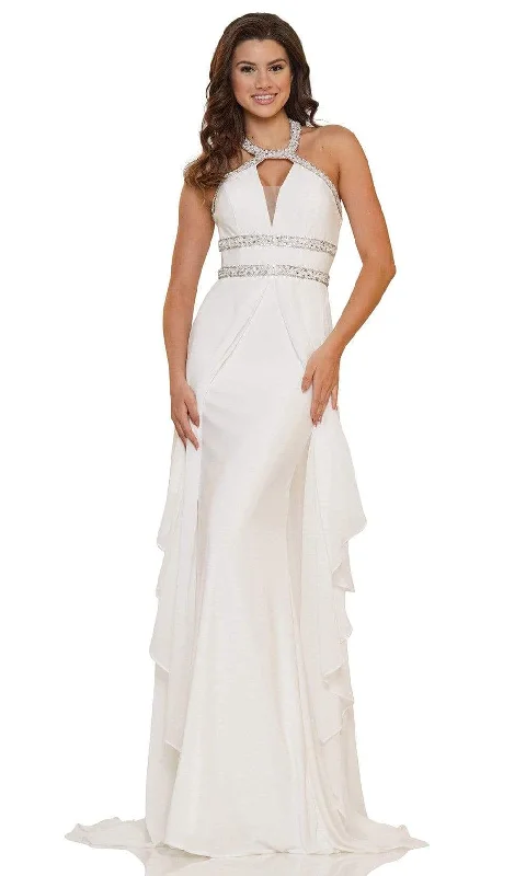 Colors Dress - 2721 High Halter Overskirt Sheath Dress Classic Bridal Gown