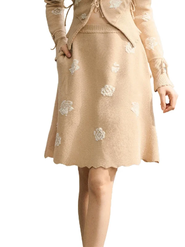 Light Brown Textured Jacquard Knit Skirt Plus size unclassified skirts