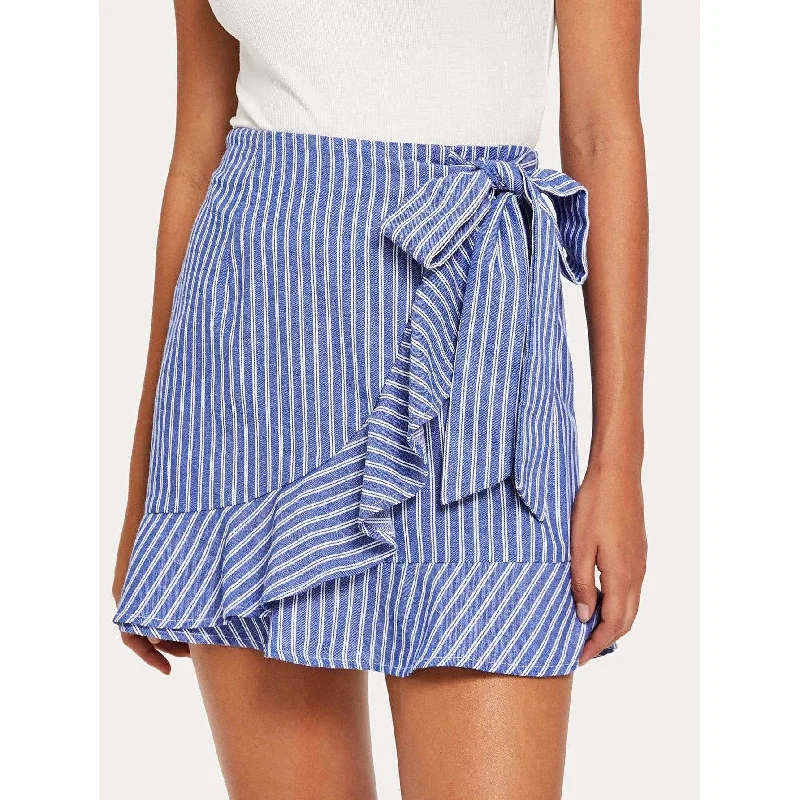 Ansley Striped Wrap Skirt Date night unclassified skirts