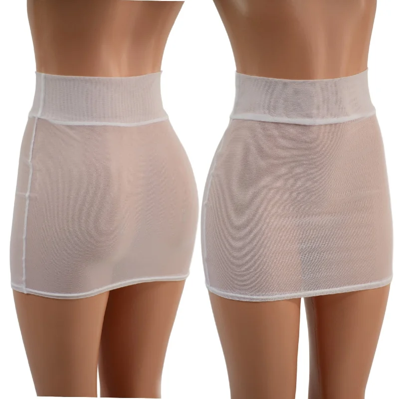 White Mesh Bodycon Skirt Holiday unclassified skirts