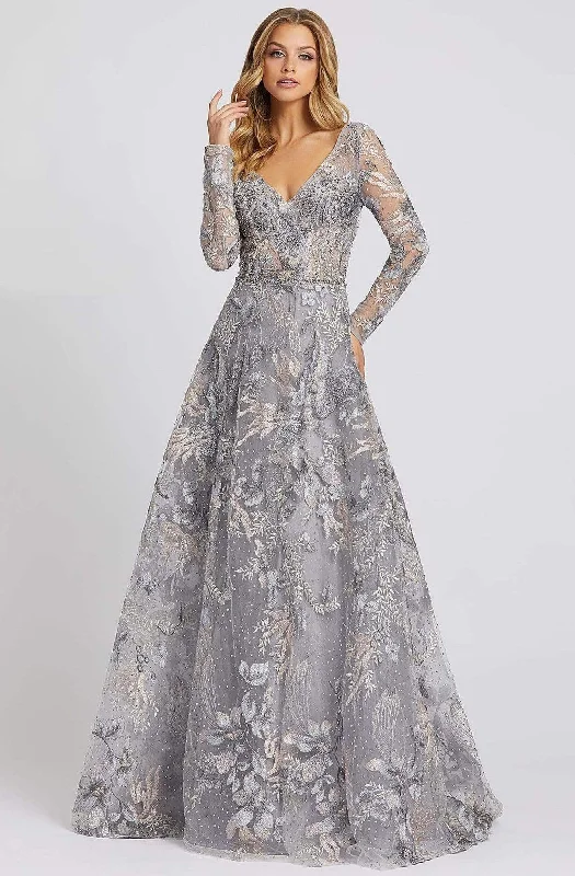 Mac Duggal Evening - 20214D Illusion Long Sleeve Mother of the Bride Gown Satin party dresses