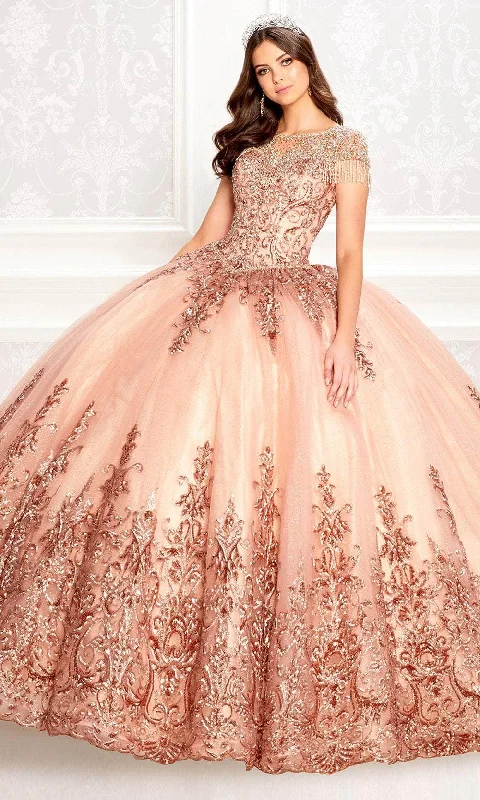 Princesa by Ariana Vara PR22026 - Short Sleeve Glitter Tulle Ball Gown Discounted party dresses