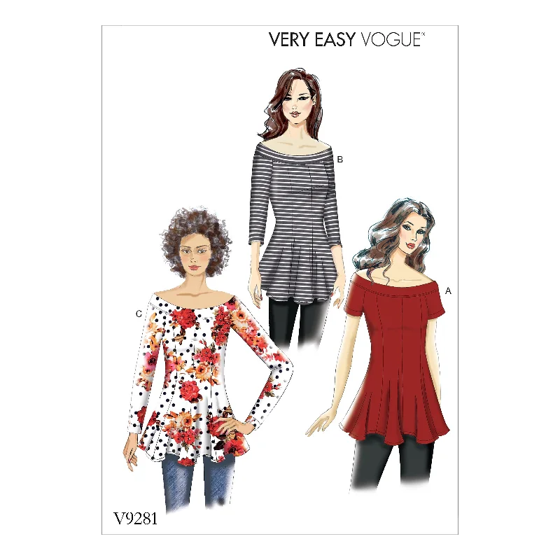 CLEARANCE • VOGUE PATTERN MISSES' KNIT FLARE-AND-FLARE TOP 9281 Linen floral dresses