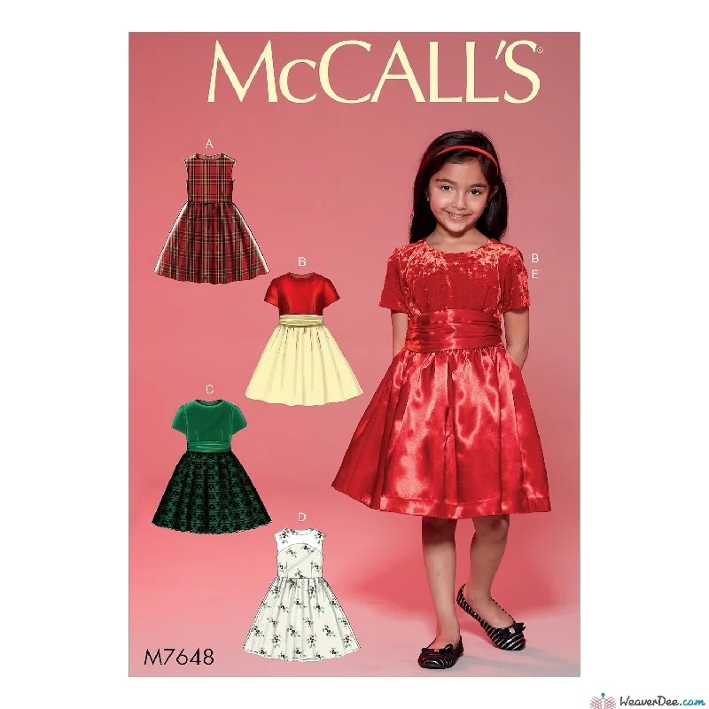 McCall's Pattern M7648 Childrens'/Girls' Gathered Dresses with Petticoat & Sash Best floral dresses for work