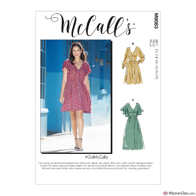 McCall's Pattern M8083 Misses' Dresses & Belt #GiaMcCalls Budget-friendly floral dresses