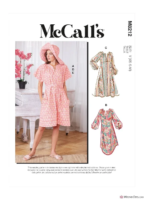 McCall's Pattern M8212 Misses' Dresses, Belt, Hat & Mask Best floral dresses for tall women