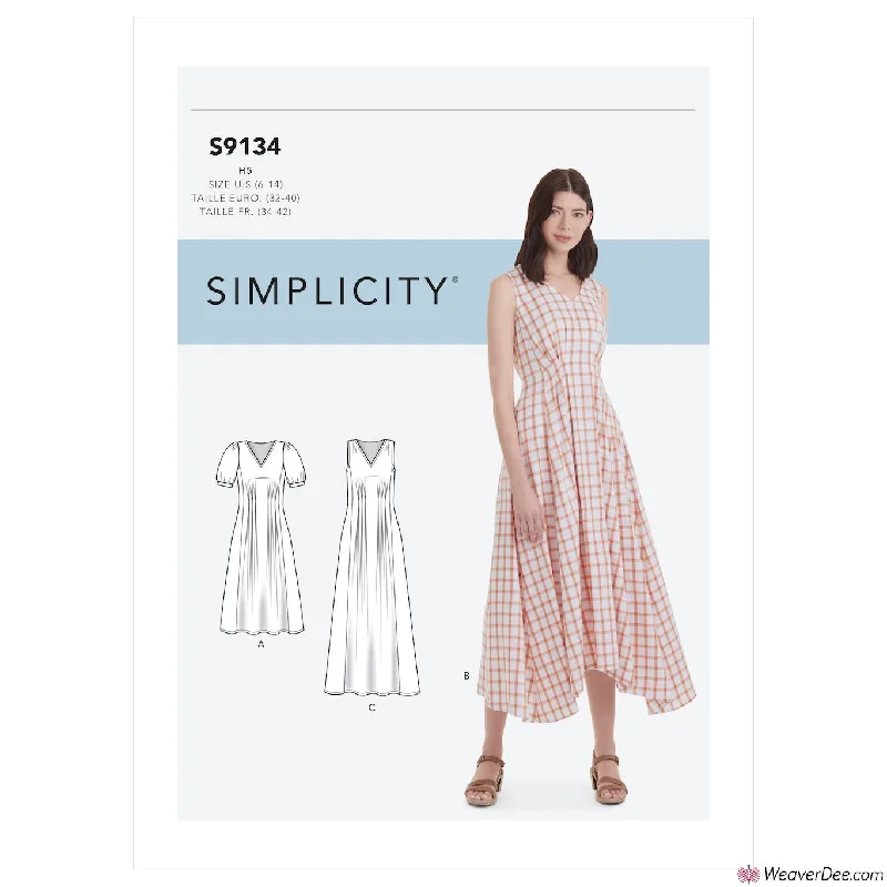 Simplicity Pattern S9134 Misses' Released Pleat Dress Flattering floral dresses for all body types