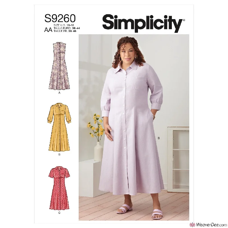 Simplicity Pattern S9260 Misses' & Women's Button Front Dresses Vintage floral dresses