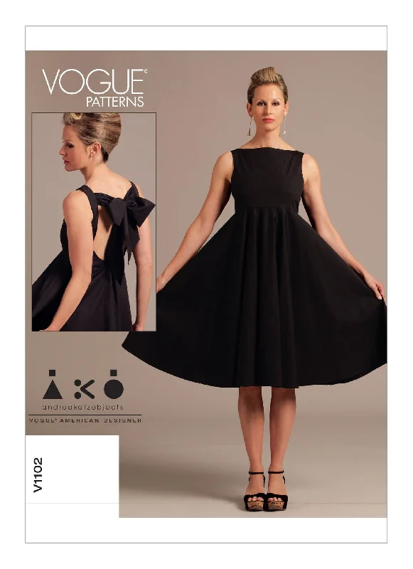 Vogue Pattern V1102 Misses' Back-Bow Dress Summer floral dresses