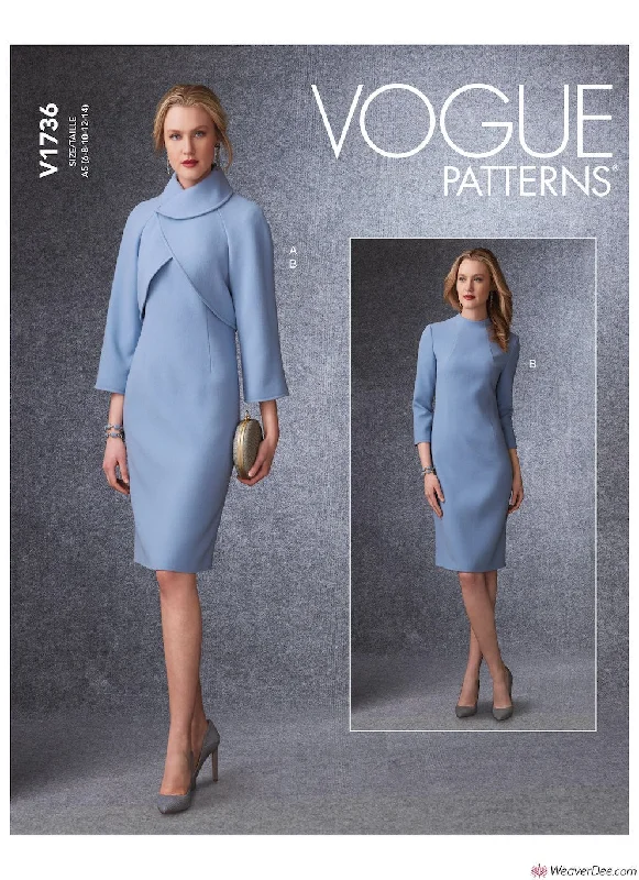 Vogue Pattern V1736 Misses' Lined Raglan-Sleeve Jacket & Funnel-Neck Dress Lightweight floral dresses for hot weather