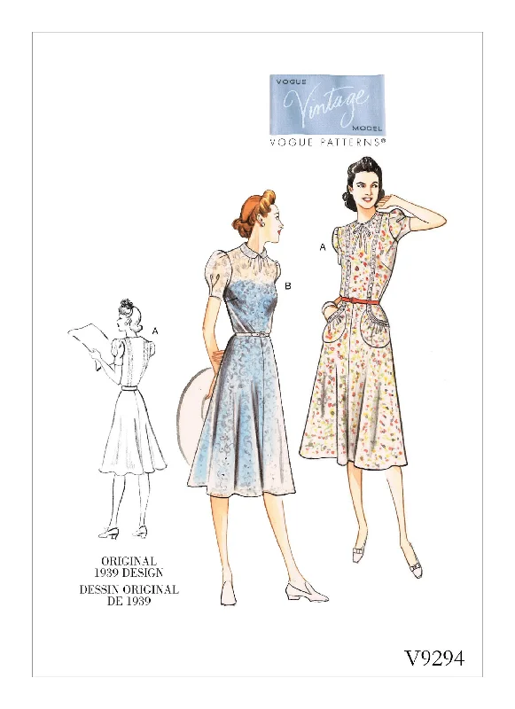 Vogue Pattern V9294 Misses' Vintage 1930s Dress Retro floral dresses