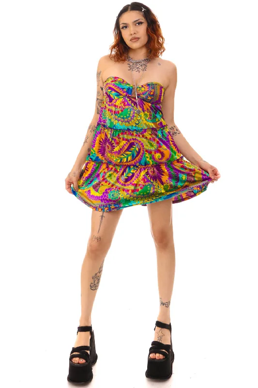 Vintage Y2K Rampage Paisley Tube Mini Dress - XS/S Summer Mini Skirt