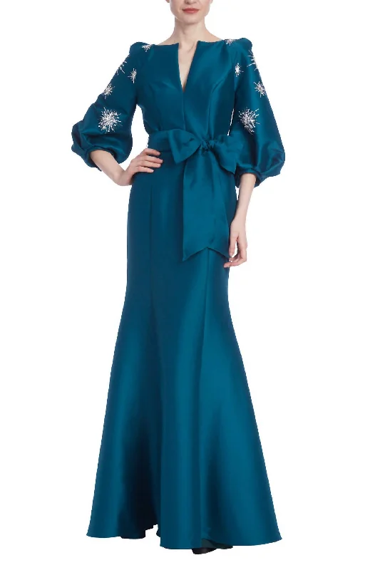 Mikado Shirt Maxi Dress In Teal Bohemian Maxi Skirt