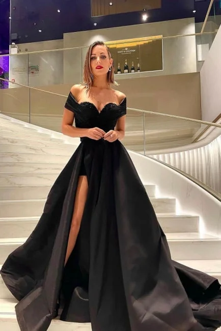 Modern Sleeveless Evening Dress With Slit Long Black Sequined Elegant Maxi Look