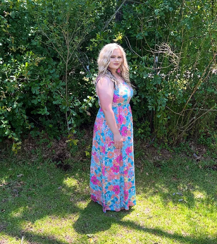 Summer Days Floral Maxi Dress Denim Maxi Skirt