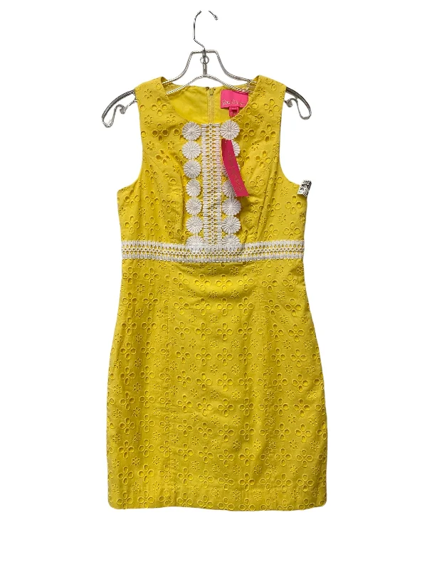 Dress Casual Midi By Lilly Pulitzer In Yellow, Size: 4 Elegant Satin Skirt